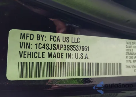 2025 Jeep Wagoneer L Series I 4X4 из США, поврежденный, VIN 1C4SJSAP3SS537661